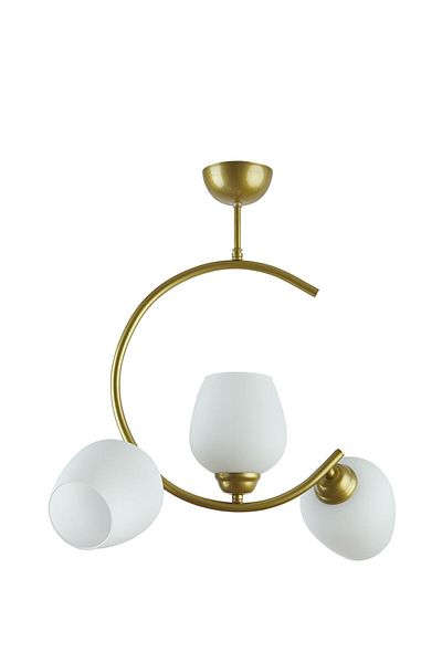Modavize Mosso Gold Antique Colored 3-Piece Chandelier - Special Design 110 White Glasses for Living Room and Kitchen