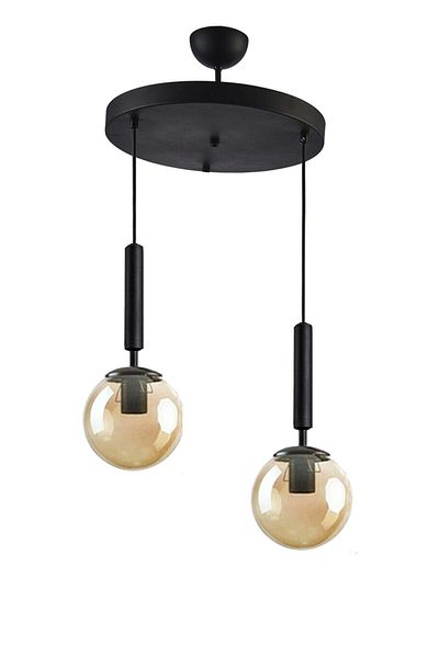 Modavize Carla Black Living Room - 2-Piece Chandelier - Honey Glass Pendant Lamp - Kitchen and Bedroom
