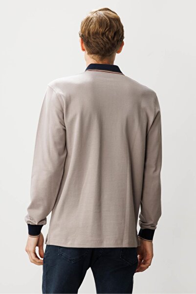 Desen Triko Men's Polo Neck Pique Woven Sweatshirt Beige