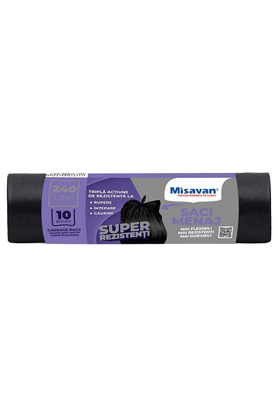 Misavan Cleaning bags 240 L, 10 pcs/set, black
