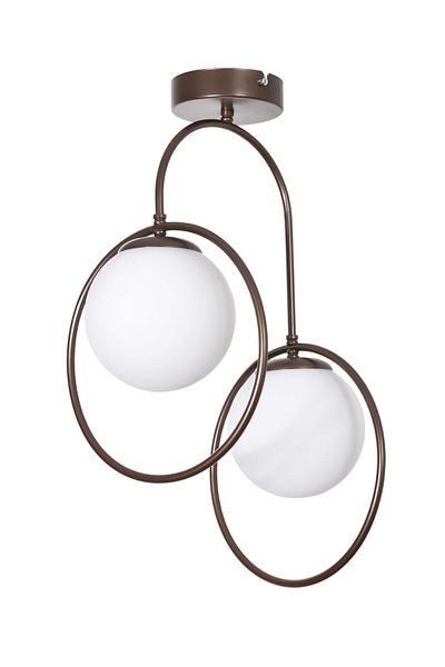 Modavize Simon Modern Living Room - 2-Piece White and Brown Chandelier - Kitchen and Bedroom - Hall