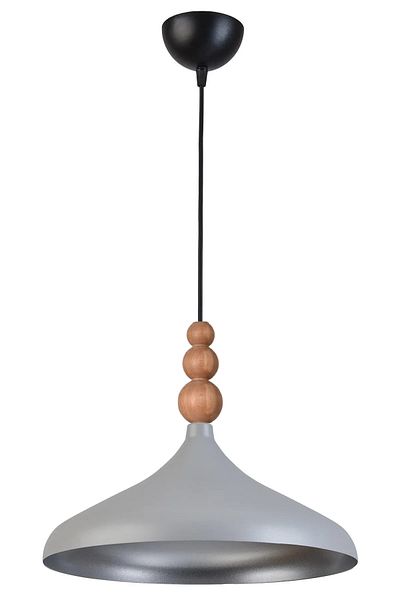 Modavize Nil Modern Design Wooden Detailed Metal Cafe - Kitchen Gray Color Single Chandelier (35 cm)