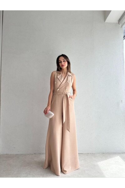 dml giyim Cravate Collar Jumpsuit