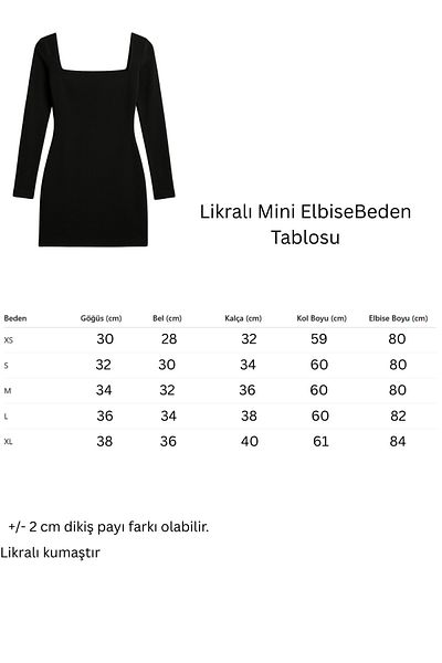 MEGOMEL Rochie mini din lycra cu mânecă lungă cu guler pătrat negru (sezonier și iarnă)