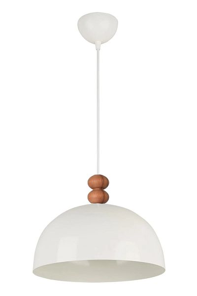 Modavize Neo Modern Design Wooden Detailed Metal Cafe - Kitchen White Color Single Chandelier (28 cm)