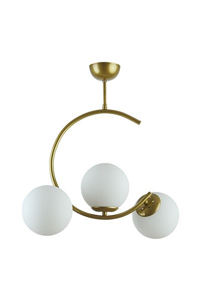 Modavize Julia Special Design - Gold Antique White Glass 3-Piece Chandelier Set for Living Room, Kitchen, Bedroom