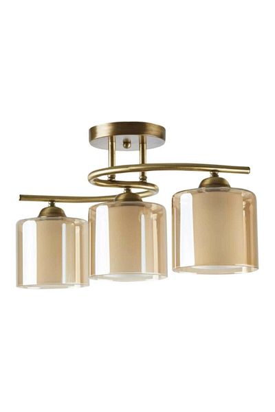Modavize Retro Living Room Kitchen Bedroom - Antique Honey Double Glass Triple Chandelier