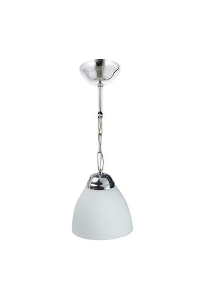 Modavize Modern Chrome Hanger White Glass Single Chandelier - Living Room, Kitchen, Bedroom