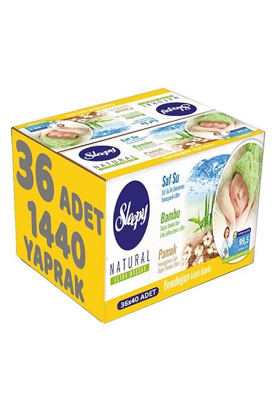 Sleepy Wet Towel Wipes Cotton Newborn Natural Bamboo 40 Sheets Set of 36 (1440 Sheets)