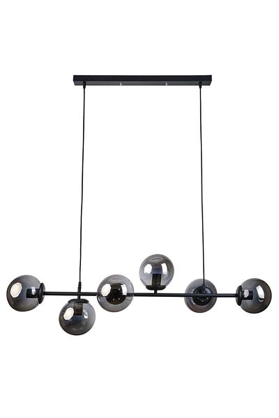 Modavize Milano Modern Design - 6-Piece Black and Smoke Glass Row Dining Room Set