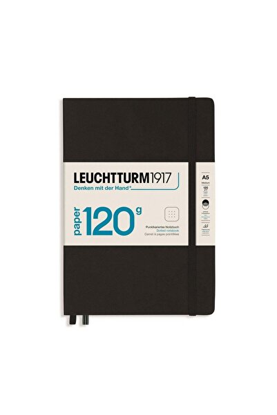 Leuchtturm1917 Leuchttrum 1917 Superior Paper Edition 120 g/m² Sert Kapak, A5, Noktalı Black 363533