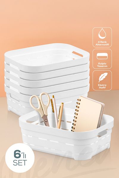 Vienev 6-Piece 2.8 Liter Perforated Storage Box White