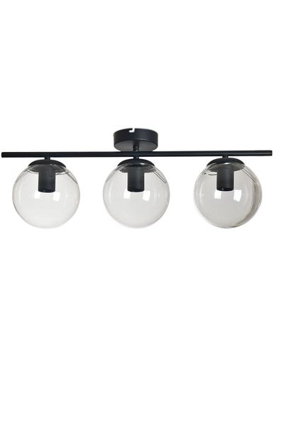 Modavize Nika Modern Living Room - Transparent Glass Black Body 3-Piece Chandelier - Kitchen and Bedroom
