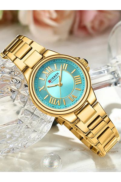 Curren -9091 Original Brand Stainless Steel Band Wrist Watch For Women With Free Box