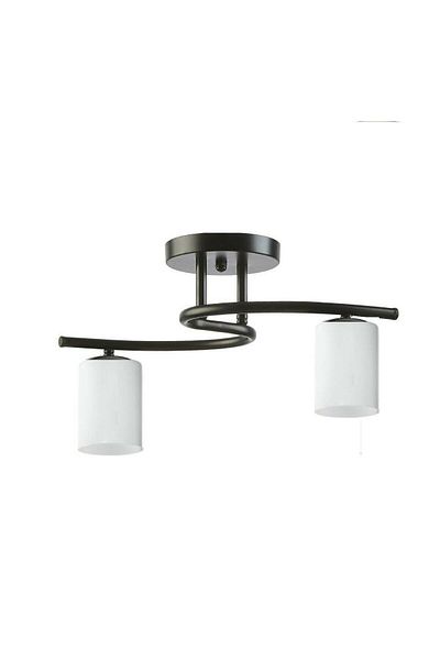 Modavize Fuji Decorative Modern Sports - Cylinder White Glass and 2-Piece Black Chandelier