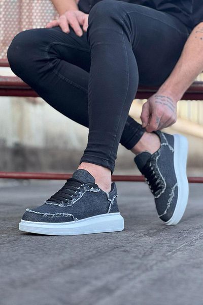 Byshoes Wagoon Wg018 Gray Denim Fabric Men's Casual Shoes
