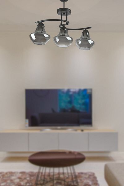 Modavize Fuji Special Design 3-Piece Chandelier Set - Black Smoke Glass for Living Room, Kitchen and Bedroom