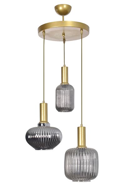 Modavize Taksim Modern Design Cafe - Kitchen - Living Room - Living Room Colorful Glass 3-Piece Chandelier