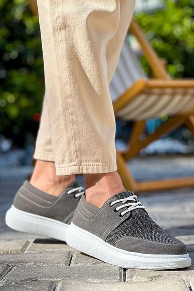Byshoes Kb-042 Kuback Lace-Up Gray Casual Men's Shoes