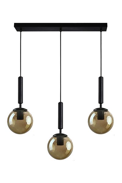 Modavize Carla Black Body Living Room - 3-Piece Smoked Glass Row Chandelier Set