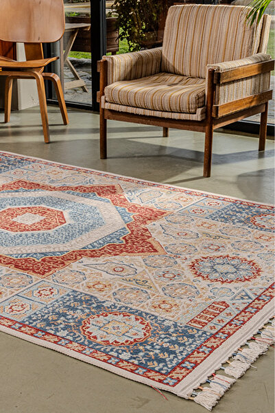 KREASYON HALI Antique AN003 Çok Renkli Hav Toz Vermez Salon Mutfak Koridor Ot...