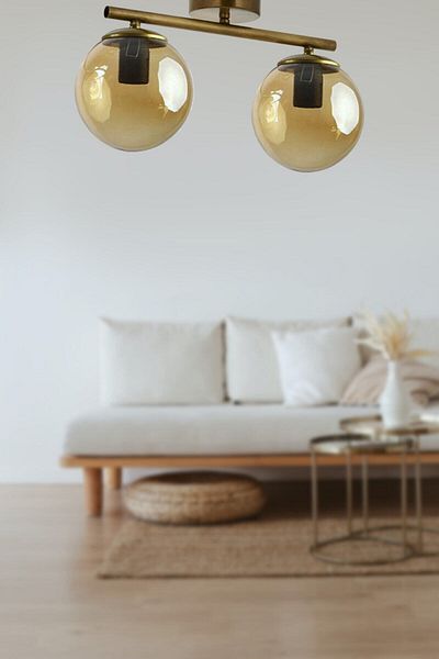 Modavize Nika Modern Living Room - Bedroom Antique Honey Glass - 2-Piece Modern Chandelier