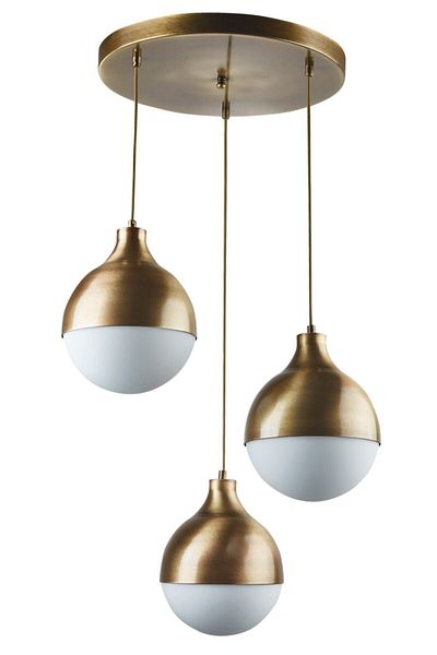 Modavize Retro Antique Closed Glass Triple Pendant Lamp Chandelier - Living Room Kitchen Bedroom