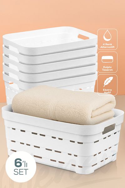 Vienev 6-Piece 10.8 Liter Perforated Storage Box White