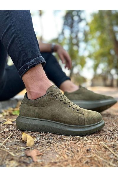 Byshoes Knack High Sole Casual Shoes 044 Khaki (Suede)