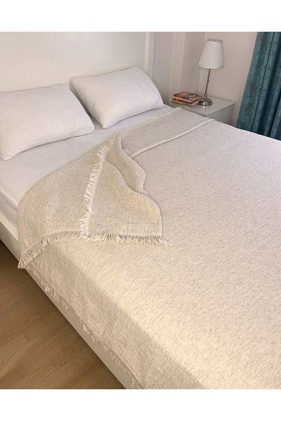 Mujo Home Collection نسيج بايك طبيعي 100%، مضاد للبكتيريا، 4 مواسم، غطاء للسرير والأريكة