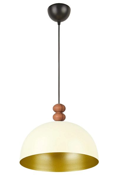 Modavize Neo Modern Design Wooden Detailed Metal Cafe - Kitchen Cream Color Single Chandelier (28 cm)