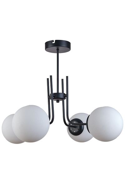 Modavize Wien Modern Design - Living Room Dining Room 4-Piece Chandelier, Black and White Glass