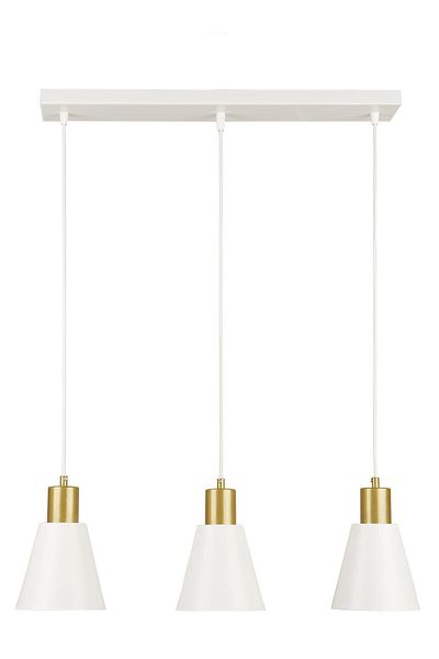 Modavize White Colored Gold Detailed 3-Piece Chandelier Set for Modern Cafe Kitchen Living Room