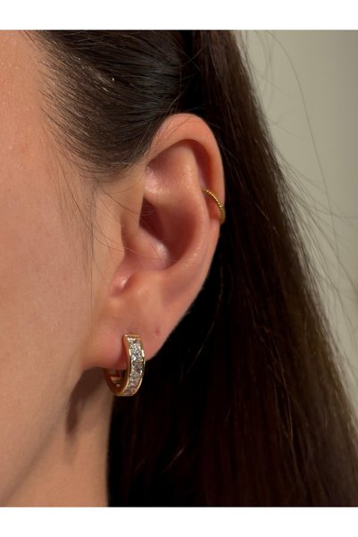 ETERNAL SUNSHINE Xuping Steel Earrings Female Rose Gold Gold Color Cz Earrings Glittering Hoop Model Eternal Sunshine