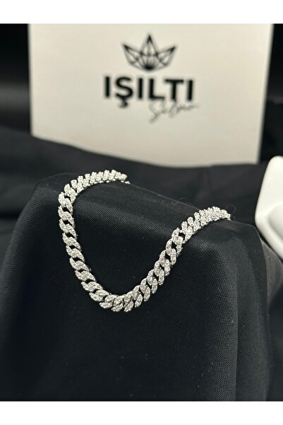 Işıltı Silver 925 Gümüş | İnce Unisex Taşlı Gurmet Bileklik