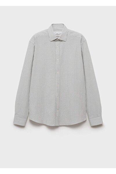MANGO Man Regular fit çizgili dokulu gömlek