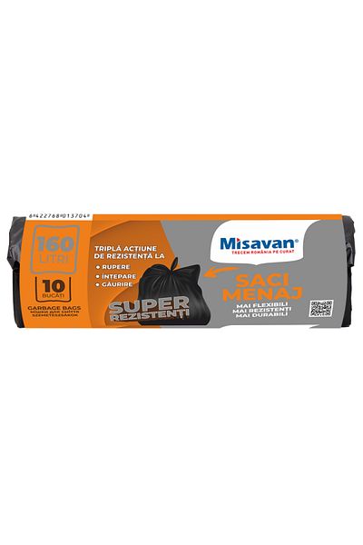 Misavan Cleaning bags 160l, 10 pcs, black