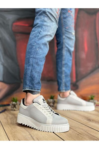 Byshoes BA0803 BOA High Sole Gray Knitwear Gray Sole Men's Shoes