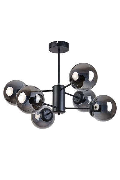 Modavize Seoul Modern Design - Living Room Dining Room 6-Piece Chandelier, Black Smoke Glass Pendant Lamp