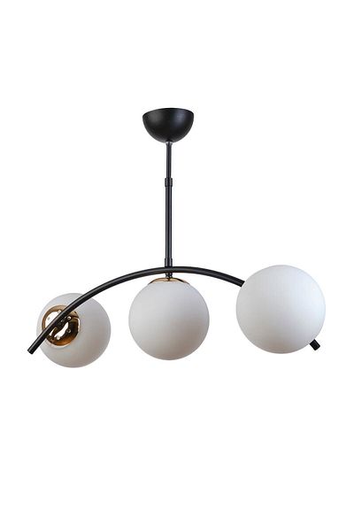 Modavize Ella Modern Design - 3-Piece Black and White Glass Chandelier Set for Living Room, Kitchen, Bedroom