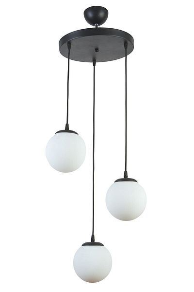 Modavize Candy Modern Design - Cafe, Kitchen, Living Room - Set of 3 White and Black Glass Chandelier