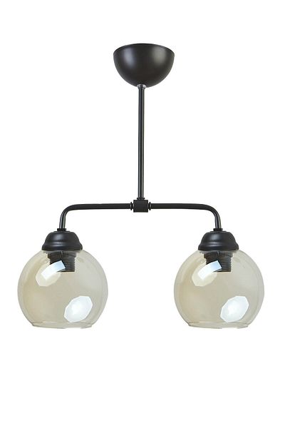 Modavize Star Modern Black Colored 2-Piece Chandelier - Living Room and Bedroom with Honey Glass
