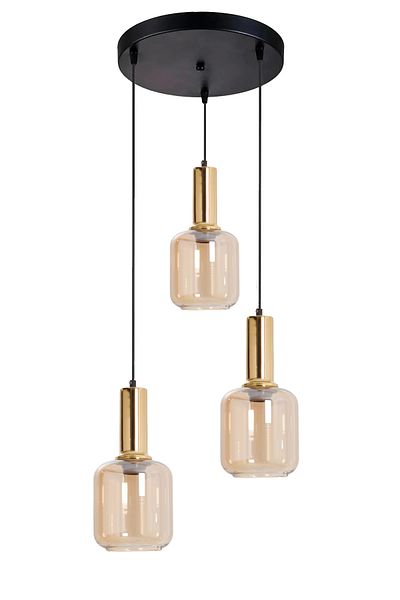 Modavize Tanem Modern Design Living Room Kitchen Cafe Gold Color Honey Glass Pendant Lamp 3-Piece Chandelier