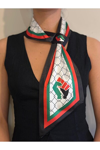 ElevaGlam وشاح ربطة عنق منقوش عليه العلم الفلسطيني