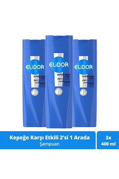 Elidor Shampoo and Hair Care Cream Effective Against Dandruff 400 ml X3