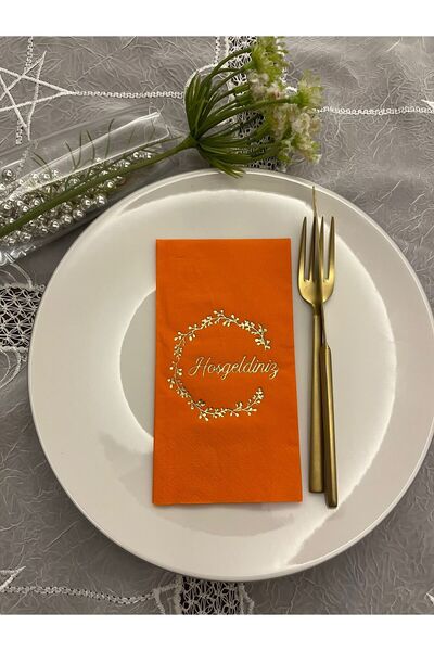 kidspartim مناديل مطابخ ترحيب باللون البرتقالي المذهب 16 قطعة