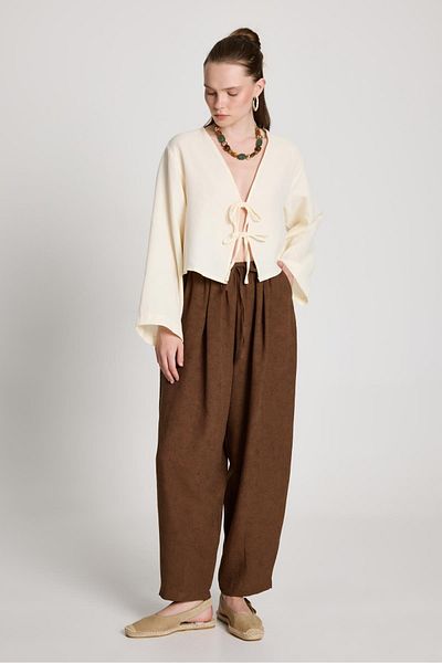 minaaise Pauline Linen Trousers Brown