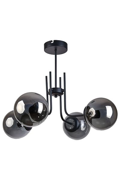 Modavize Vien Modern Design - Living Room Dining Room Kitchen, Black Smoke Glass Pendant Lamp, 4-Piece Chandelier