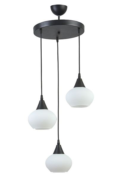 Modavize Kerry Modern Design - Black and White Glass 3-Piece Chandelier - Cafe Kitchen Living Room Set