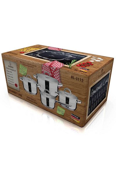 Blaumann Set de 8 vase din oțel inoxidabil linia Jumbo Gourmet